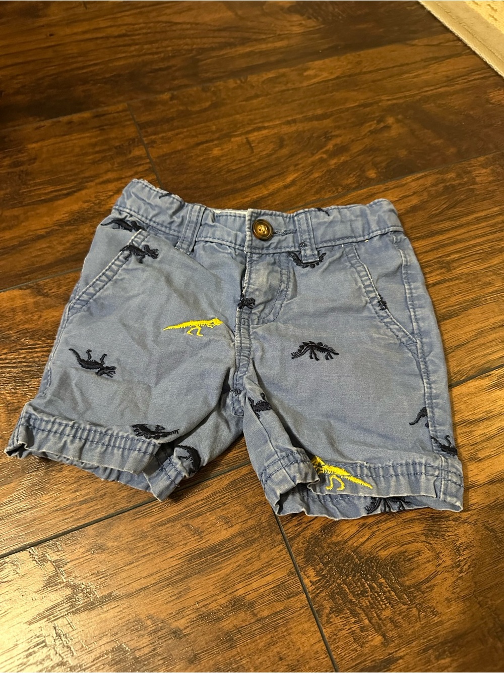 Carter's Light Blue Dinosaur-Embroidered Toddler Shorts